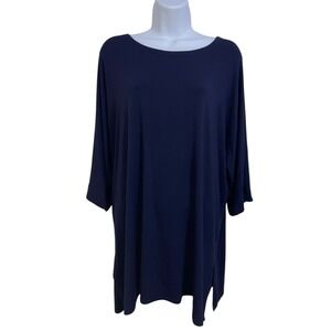 Eileen Fisher Tunic Top Oversized 3/4 Sleeve Boat Neck Minimalist Size‎ Medium